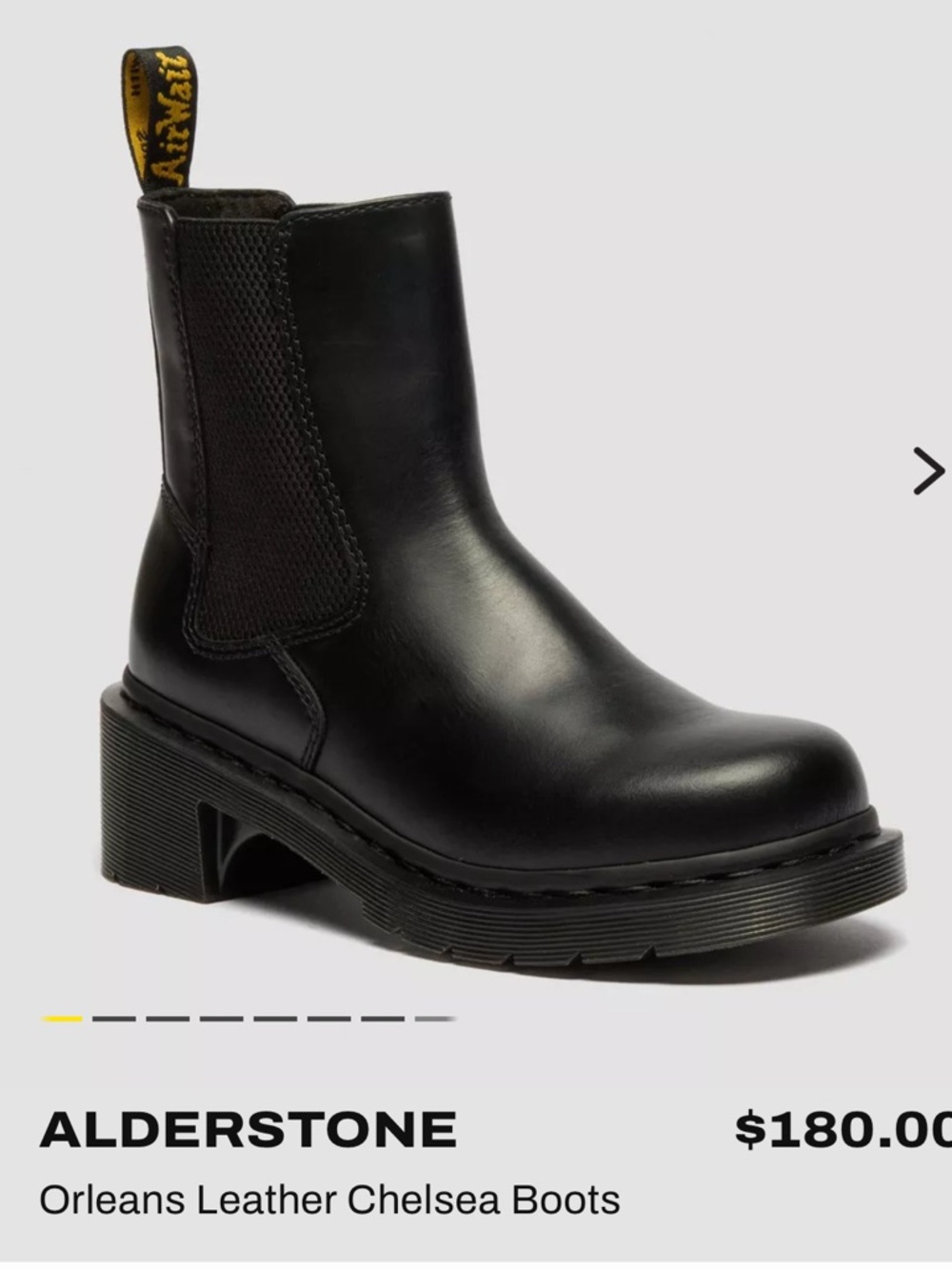 Dr. Martens Alderstone Orleans Leather Black Leather Chelsea Ankle Boots